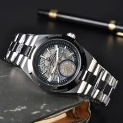 Mens Stainless Steel Skeleton Automatic Style Watch