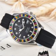 Mens Submariner-Inspired Rainbow Bezel Style Watch