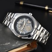 Mens Stainless Steel Skeleton Automatic Style Watch