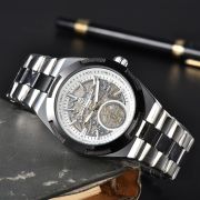 Mens Stainless Steel Skeleton Automatic Style Watch