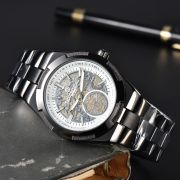 Mens Stainless Steel Skeleton Automatic Style Watch