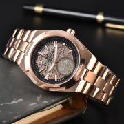 Mens Gold & Rose Gold Skeleton Automatic Style Watch